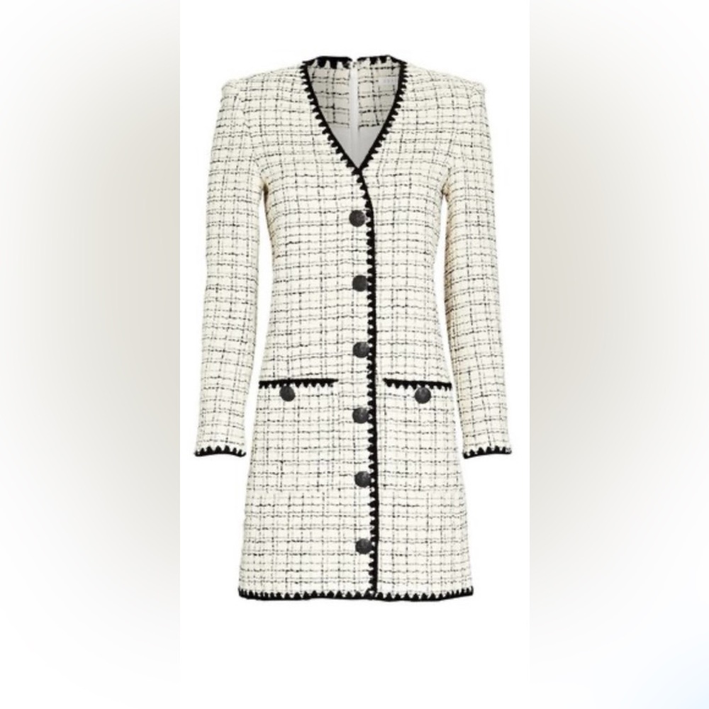 Veronica Beard Palatine Tweed Mini Dress White Black Sz 14
